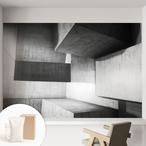 Papier peint intissé décoratif pour salon chambre et cuisine Facile à poser avec colle Sculptures géométriques 152x104 cm (1/5)