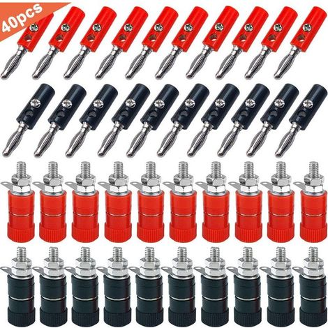 40Pcs Premium 4mm Banane Prise Connecteur Kit, pour Haut-Parleur, Audio/Vidéo Récepteur (1/5)