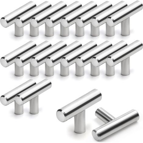 20 Poignées Meuble Cuisine – 50 mm, Forme T, Inox – pour Tiroirs, Placards (1/5)