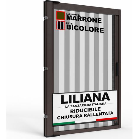 Zanzariera a Rullo "LILIANA" L 150 x H 250cm Laterale Riducibile per Porta Finestre Con Chiusura Rallentata e Magnetica - Marrone RAL8017 con Rete in Fibra di Vetro Bicolore - Made in italy