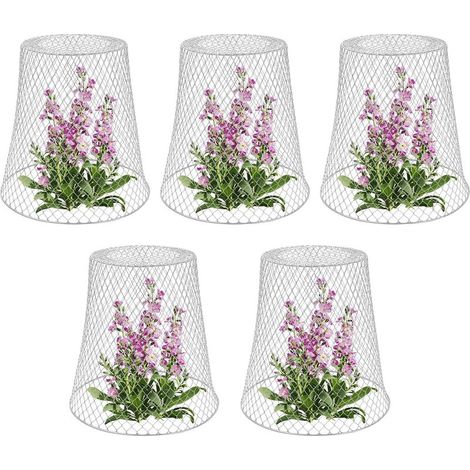 Tuteur pour plantes, housse de protection en métal pour plantes, lot de 5, blanc (1/5)