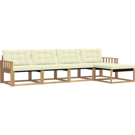 Set di divani da esterno con cuscino 5 pcs Bianco e Crema vidaXL (1/5)