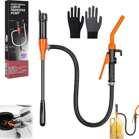 Pompe à Essence électrique à Piles, Fuel Transfer Pump, Pompe de Transfert de Liquide à Piles par batterie, pompes à piles avec buse d'arrêt rapide, pour essence, diesel, huile, gaz, eau, aquarium (1/5)