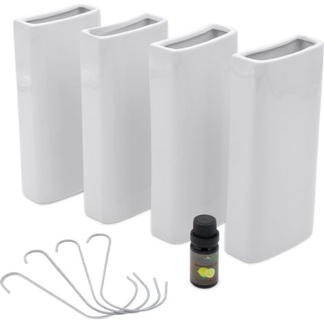 Keramik Luftbefeuchter eckig für Heizkörper 4er Set - 20 x 9 cm - Wasserverdunster zum Einhängen an Heizkörpern - Universal Raumbefeuchter Wasser Verdampfer kabellos