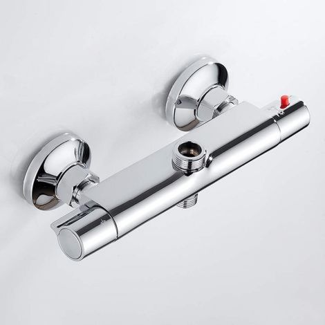 Robinet de douche thermostatique à double sortie – Laiton chromé – Protection anti-brûlure – Installation rapide (1/5)