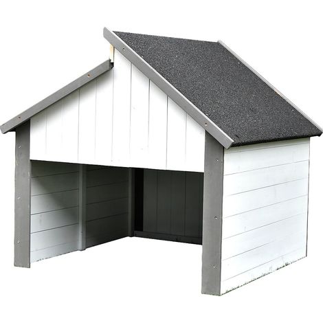 Melko Holzgarage Mähroboter Grau / Weiß Garagen Dach Rasenroboter Carport Rasenmäher UV Schutz Mover Sonnenschutz Unterstand Gerätehaus (1/5)