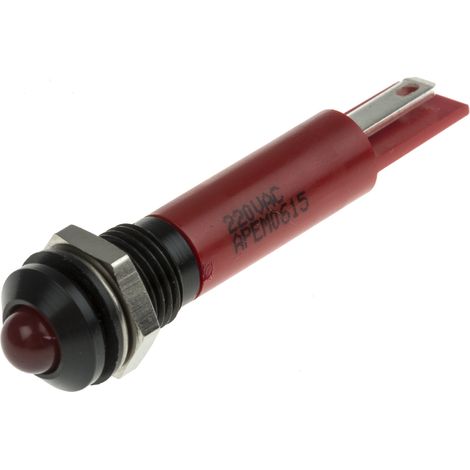 Voyant LED lumineux Rouge RS PRO, dia. 8mm, 220V c.a., IP67 ( Prix pour 1 ) (1/2)