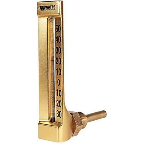 Thermomètre équerre - -30 à +50 °C - Longueur plongeur 100 mm - Watts