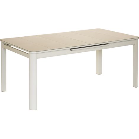 Table de jardin rectangulaire extensible en aluminium Milos Ivoire 8/10 places - Jardiline (1/5)