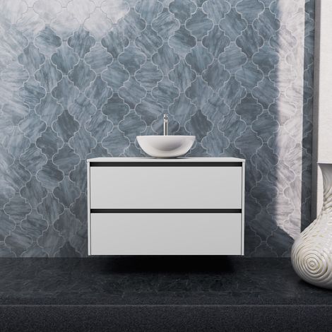 Inda - Mobile bagno L.100 con lavabo in appoggio / Bianco opaco 2