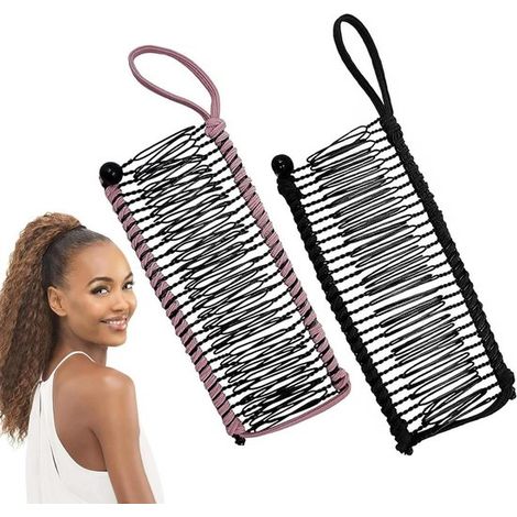 Pinzas para el cabello estilo vintage con 30 dientes, ideales para cabello grueso, ondulado o rizado - 2 piezas - Negro/Rosa (1/5)