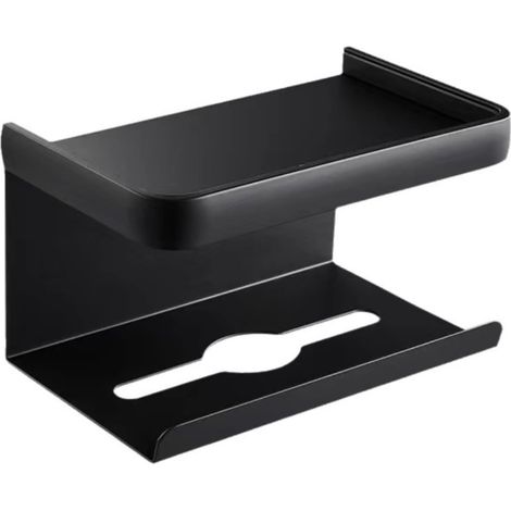 Wandmontierter, zweilagiger, nicht perforierter Toilettenpapierhalter (schwarz)