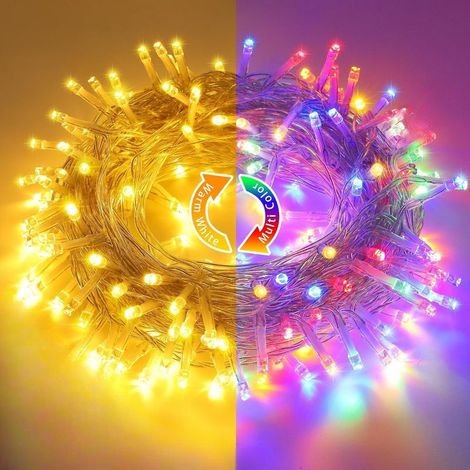 20M Guirlande Lumineuse de Noël, 200 LED Lumières de Noël Intérieur et Extérieure Électrique USB avec télécommande Etanche Guirlande Décorative pour Maison Sapin Fenêtre Fête, Blanc Chaud/Multicolore (1/4)