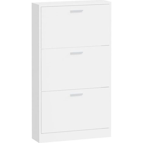 Zapatero zapatero mueble de almacenaje entrada pasillo salón brillante 59 x 17 x 108 cm madera contrachapada blanca 020021305 (1/5)