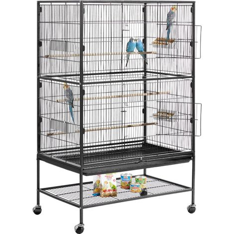 Cage à Oiseaux Spacieuse sur Pieds avec Roulettes, Idéale pour Perruches et Canaris (1/5)