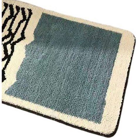Tapis rectangulaire antidérapant épais confortable absorbant l'humidité lavable pour entrée bleu 40 x 60 cm (1/3)