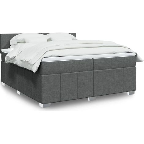 Boxspringbett mit Matratze Dunkelgrau 200x200 cm Stoff