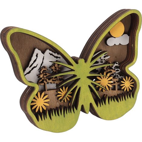 Papillon lumineux en bois décoratif, artisanat en bois, décoration pour la maison, le bureau, cadeau d'anniversaire, de pendaison de crémaillère, de Noël ou de Pâques (1/5)