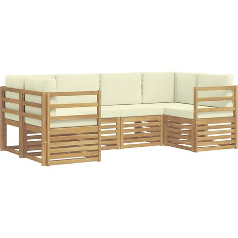 Ensemble de canapé d'angle 6 pcs Blanc et crème Polyester vidaXL (1/5)