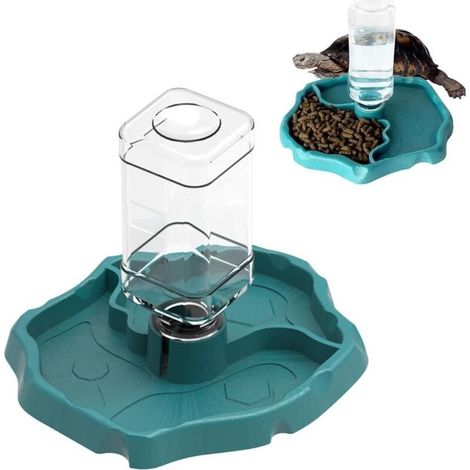 Distributeur d'eau 2 en 1 pour tortues, abreuvoir et accessoires pour terrarium et reptiles (tortues, hamsters, lézards, geckos, (1/5)