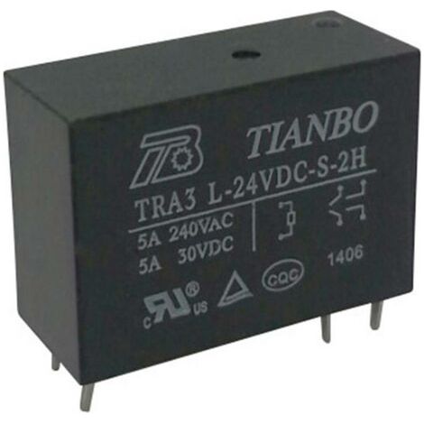 Tianbo Electronics TRA3 L-24VDC-S-2H Relais pour circuits imprimés 24 V/DC 8 A 2 NO (T) 1 pc(s) Y883731 (1/3)