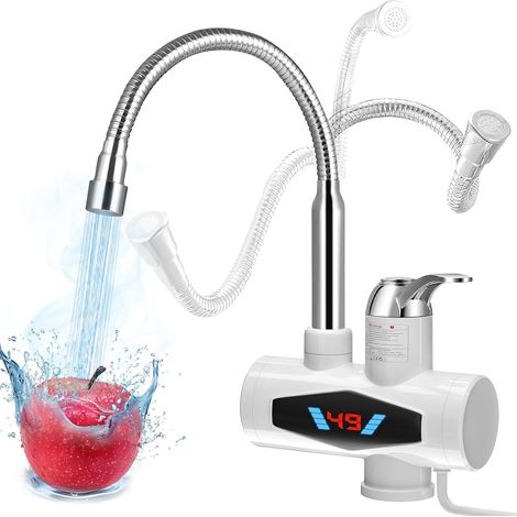 Rubinetto elettrico con scaldabagno, scaldabagno istantaneo, con display LED, rotazione a 360°, rubinetto caldo/freddo per lavello cucina (1/3)