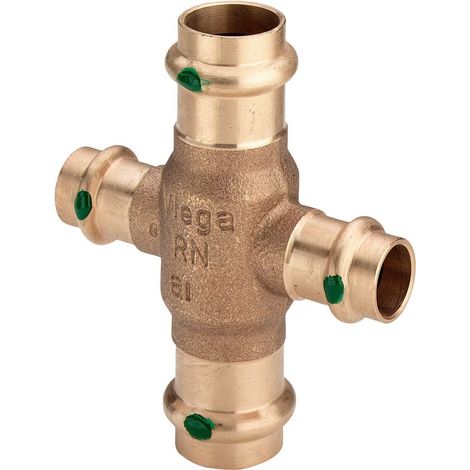 Viega Profipress Sanpress-Kreuzungsstück, d1 22, d2 15 Rotguss oder Siliziumbronze Modell 2244, 424497 (1/2)