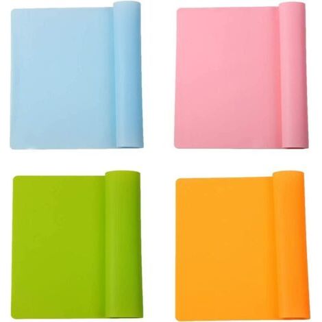 Alovez - Lot de 4 Sets de Table en Silicone réutilisables en Silicone antidérapants pour Enfants, Isolation Thermique, pâtisserie, pâte à Rouler,faciles à Nettoyer(4 Couleurs) Couleur:Orange, Vert, (1/5)