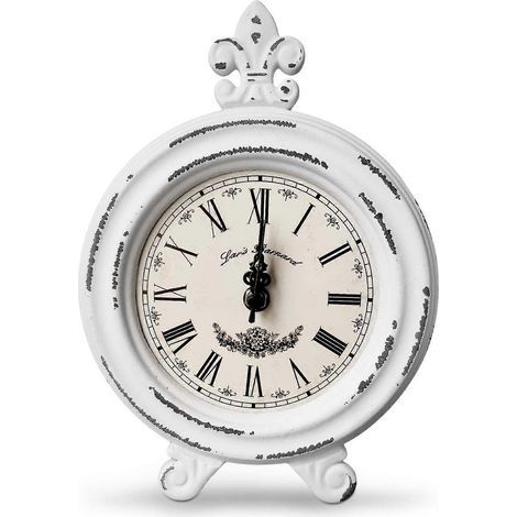 Horloge de bureau vintage Horloge de cheminée de style campagnard. idéale pour la décoration du salon (blanche) (1/4)