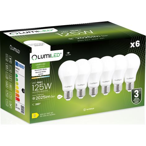6x LED-Lampe E27 A65 15W = 125W 2025lm 4000K Neutralweiß 260° Abstrahlwinkel (1/5)