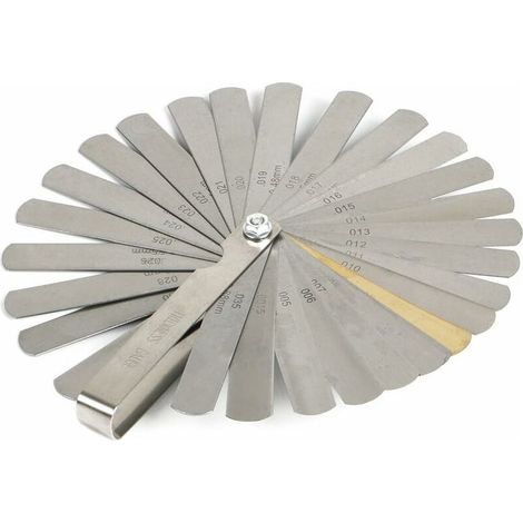 32 Lames Jeu de Cale d'Épaiss, Jauge d’Épaiss en Acier Inoxydable Double Marquage Métrique/Impérial pour mesurer la larg ou l'épaiss de l'écart (1/3)