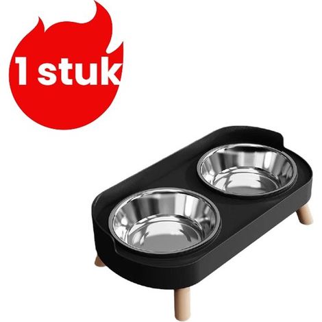 pièce - Double gamelle anti-renversement pour animaux de compagnie - Gamelle intégrée pour eau et nourriture en acier inoxydable pour chiens - Gamelle pour nourriture et eau avec protection du cou pou (1/5)
