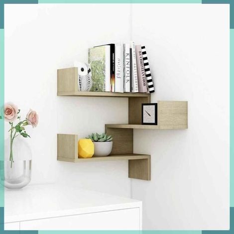 807229 étagère d'angle murale Chêne Sonoma 40x40x50 cm bois ingénierie (1/5)