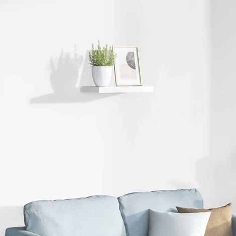 vidaXL Estante flotante de pared blanco brillante MDF 40x23,5x3,8 cm (1/5)