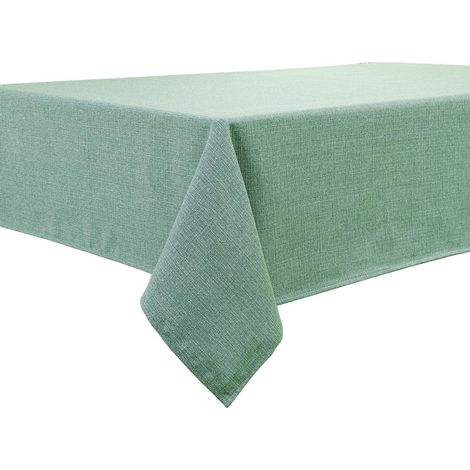 Tischdecke Hellwassergrün 145x300 cm wasserabweisend Leinenoptik rechteckig