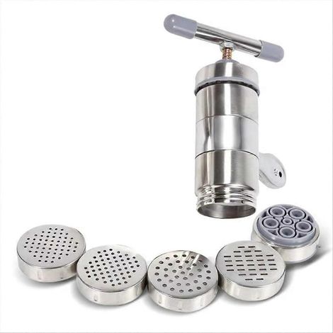 Machine à pâtes manuelle en acier inoxydable, coupe-pâtes, outil de cuisine, machine à pâtes creuses, machine à pâtes à 5 têtes (1/5)