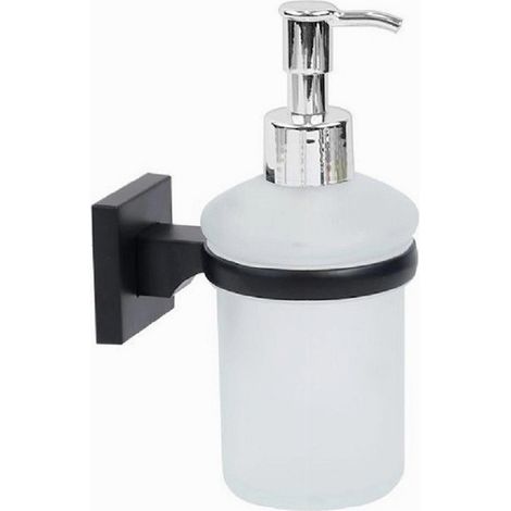 Trade Shop - Seifenspender Wandmontage Schwarz aus Stahl und Glas Badezimmer - (1/3)