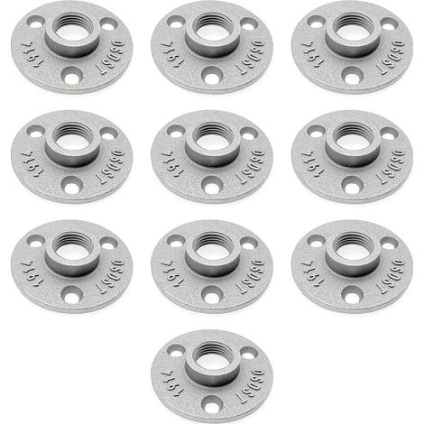 Sollbry 10 x 1/2 Zoll Gewinde-Bodenflansch aus Aluminiumlegierung für 15 mm Rohrgewinde, Metallrohr-Bodenflansch, Rohrregalhalterung 1/2 Zoll Wandflansch, Rohrverschraubungen mit Gewindeloch (1/4)