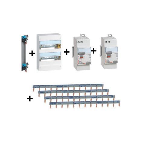 Legrand - DRIVIA - Coffret 2x13 + Peigne V et H + ID 63A Type A et AC - Ref.:401212+411650+411651+405000+404926(x4) (1/2)