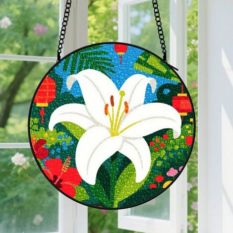 Capteur de Soleil en Vitrail Décoration Spirituelle pour Maison 20cm (1/4)