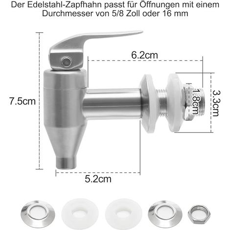 Lot de 1 Robinet pour Distributeur de Boisson Remplacement, Robinet pour Fontaine à Eau en Acier Inoxydable, Robinets Fontaine a Punch pour la Maison et la Fête (1/4)