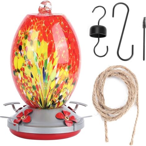 Feeder to water for colibris, paint colored, tool power supply for birds in glass, for garden and yard, Q1 (1/5)