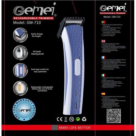 Trade Shop - Maquinilla De Afeitado Eléctrica De Precisión Recargable De Viaje Gemei Gm-710 - (1/3)