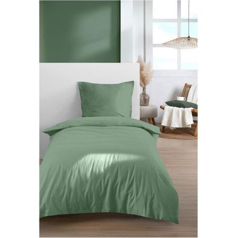 Parure de lit 140 x 200 cm Cocon vert (1/3)