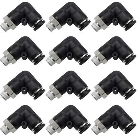Raccords pneumatiques coudés à 90 degrés, filetage mâle BSP M5, diamètre extérieur 4 mm, 12 pièces, adaptateur de tube pneumatique à dégagement rapide PL4-M5 (1/5)