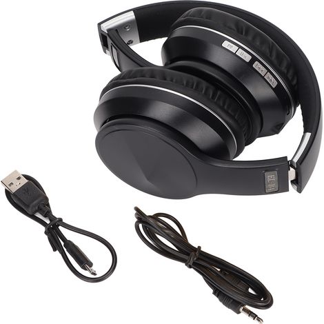 Écouteurs Bluetooth ELB4 sans fil pliables multifonctions pour sport et jeu (Noir Argent) (1/5)