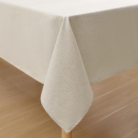 Tovaglia effetto lino Tovaglia rettangolare 140 x 200 cm Tovaglia impermeabile per esterni Antimacchia Protezione per tavolo per sala da pranzo, giardino - Beige (1/3)