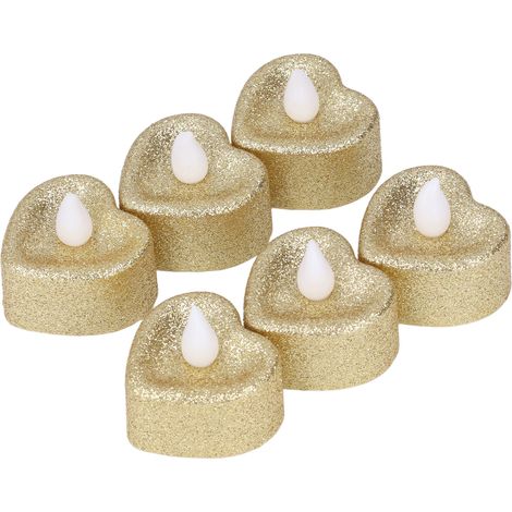 Lot de 6 bougies LED en forme de cœur, design écologique et finitions soignées. (1/5)