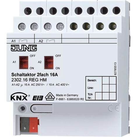 Jung KNX Schaltaktor 2fach, REG, 4 TE 2302.16 REGHM (1/2)