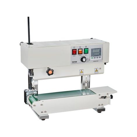 Durchgehende Beutelband-Versiegelungsmaschine, 0,24-0,47 Zoll/6-12 mm Siegelbreite, vertikale Bandsiegelmaschine mit digitaler Temperaturregelung, Beutelsiegelgerät aus Karbonstahl für 0,02-0,8 mm sta (1/5)